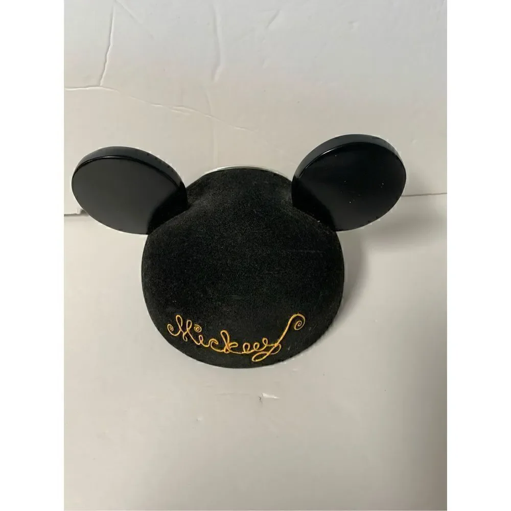 Disney Parks Mickey Mouse club black fuzzy ears clock-WORKS